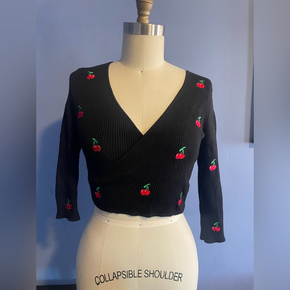 Forever 21 Black Cherry Embroidered Blouse